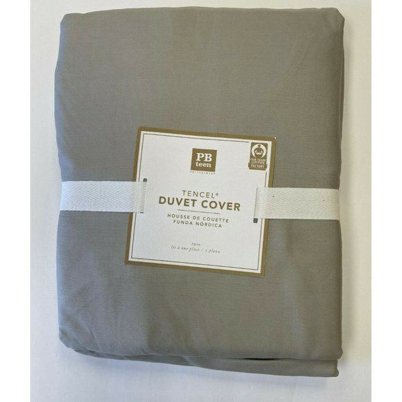 Pottery Barn Set of 2 Teen TENCEL Duvet Covers Twin Platinum